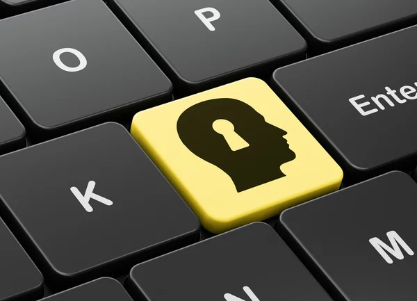 Information concept: Head With Keyhole on computer keyboard background — Stock Photo, Image