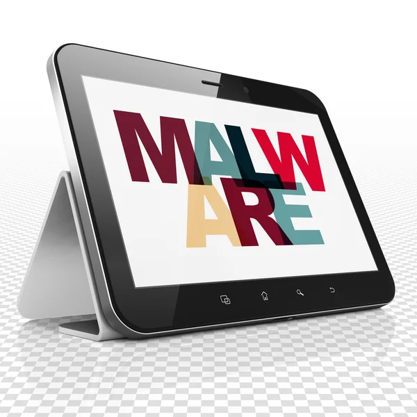 Sikkerhedskoncept: Tablet Computer med malware på displayet - Stock-foto