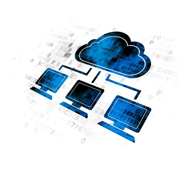 云技术的概念: 云网络上数字背景 — 图库照片
