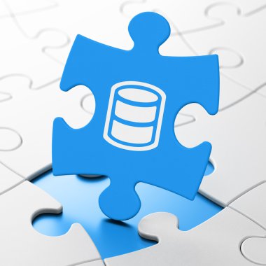 Software concept: Database on puzzle background