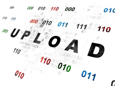 Web geliştirme kavramı: dijital arka plan üzerinde Upload
