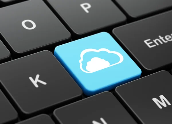 Concept de technologie Cloud : Cloud sur fond de clavier d'ordinateur — Photo