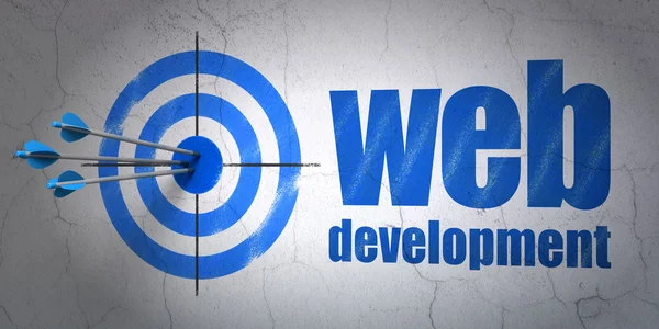 Web development concept: target and Web Development on wall background — ストック写真