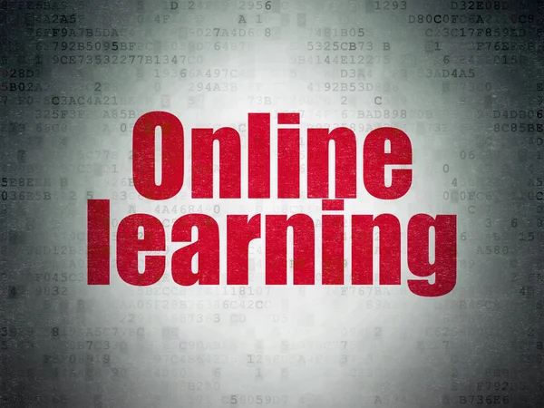 Conceito de aprendizagem: Aprendizagem on-line em fundo de papel de dados digitais — Fotografia de Stock