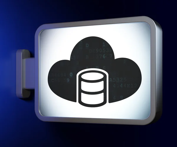 Programmierkonzept: Datenbank mit Wolke auf Plakathintergrund — Stockfoto