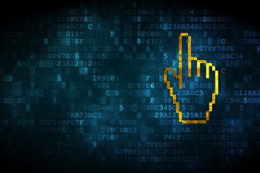 Web geliştirme kavramı: dijital arka plan üzerinde fare imleci