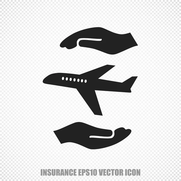 Versicherungsvektorflugzeug und Palmensymbol. modernes flaches Design. — Stockvektor