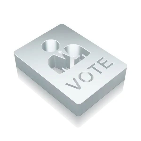 Politics icon: 3d metallic Ballot with reflection, vector illustration. — Stok Vektör