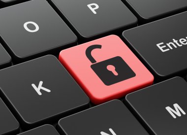 Güvenlik kavramı: bilgisayar klavye arka plan asma kilit açıldı