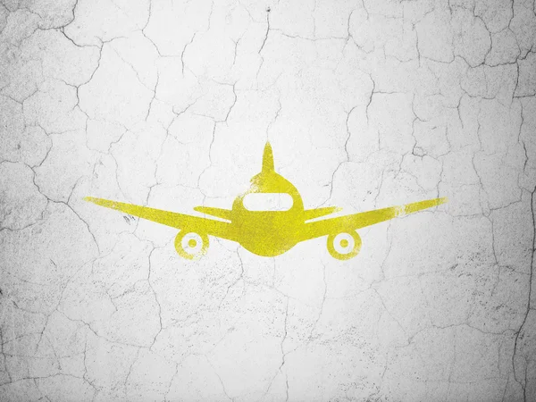 Turism-konceptet: flygplan på vägg bakgrund — Stockfoto