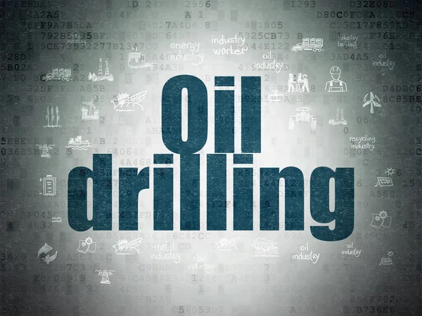 Herstellungskonzept: Ölbohrungen auf digitalem Datenpapier-Hintergrund — Stockfoto
