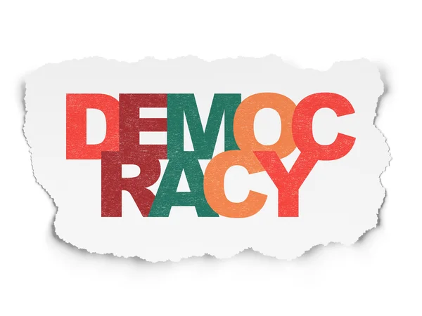 Political concept: Democracy on Torn Paper background — Zdjęcie stockowe