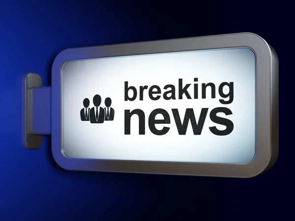 Nieuws-concept: Breaking News en mensen uit het bedrijfsleven op billboard achtergrond — Stockfoto