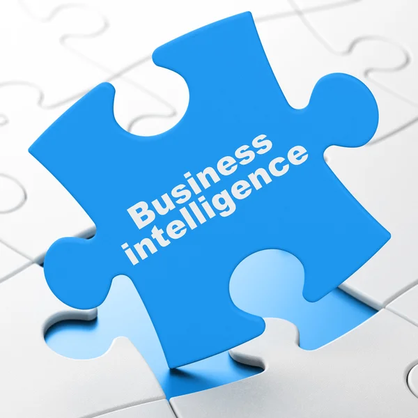 Finanční koncept: business intelligence na pozadí puzzle — Stock fotografie