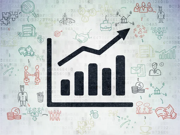 Geschäftskonzept: Wachstumsdiagramm auf digitalem Datenpapier Hintergrund — Stockfoto