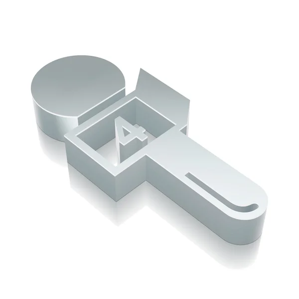Nieuws pictogram: 3D metallic microfoon met reflectie, vector illustratie. — Stockvector