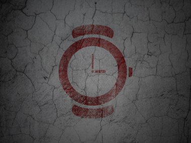 Time concept: Hand Watch on grunge wall background