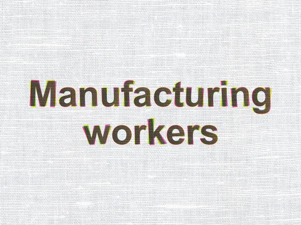 Branchenkonzept: Produktionsarbeiter auf textilem Hintergrund — Stockfoto