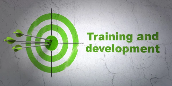 Learning concept: target and Training and Development on wall background — Stock Photo, Image