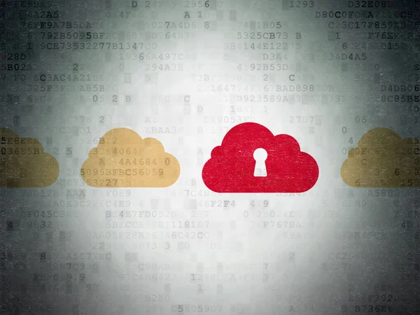 Cloud Technology concept: Cloud met Keyhole icon op digitale data papier achtergrond — Stockfoto