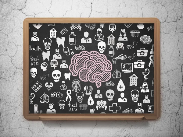 Health concept: Brain on School board background — Zdjęcie stockowe