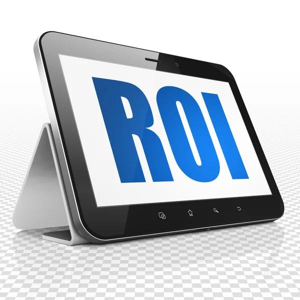 Bedrijfsconcept: tablet computer met ROI op display — Stockfoto