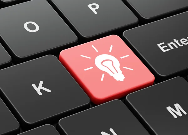 Business concept: Light Bulb on computer keyboard background — Stock Photo, Image