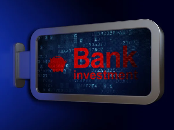 通貨の概念: 銀行投資およびお金ボックス看板背景 — ストック写真