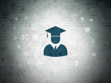 Eğitim kavramı: dijital veri kağıt arka plan üzerinde öğrenci