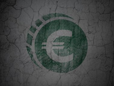 Bankacılık kavramı: Euro sikke grunge duvar arka plan üzerinde