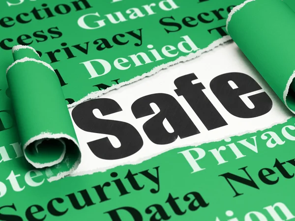 Safety concept: black text Safe under the piece of  torn paper — Stock Photo, Image