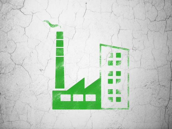 Concept van de industrie: industrie gebouw op muur achtergrond — Stockfoto