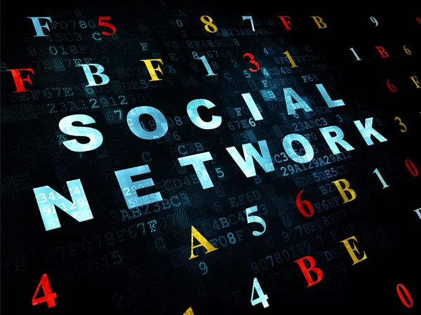 Concetto di social media: Social Network su sfondo digitale — Foto Stock