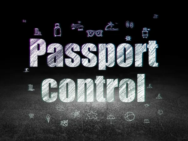 Travel concept: Passport Control in grunge dark room — Stockfoto