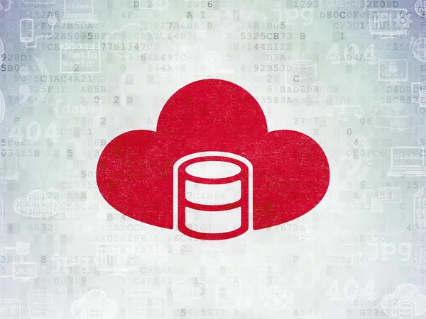 Datenbankkonzept: Datenbank mit Cloud auf digitalem Datenpapier-Hintergrund — Stockfoto