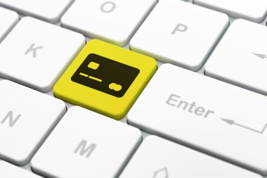 Ekonomi kavramı: kredi kartı bilgisayar klavye arka plan üzerinde