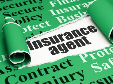 Insurance concept: black text Insurance Agent under the piece of  torn paper