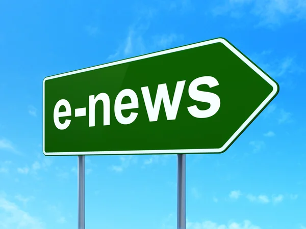 News concept: E-news on road sign background — Stock Photo, Image