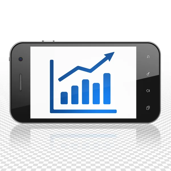 Concepto de noticias: Smartphone con gráfico de crecimiento en pantalla —  Fotos de Stock