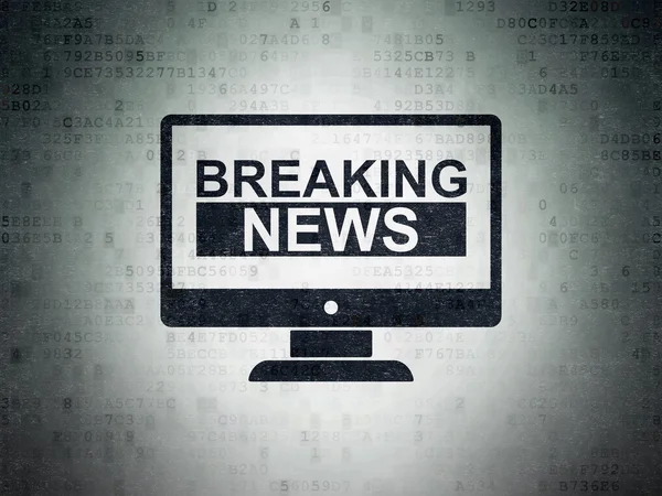 Nieuws-concept: Breaking News On Screen op digitale Data-Paper achtergrond — Stockfoto