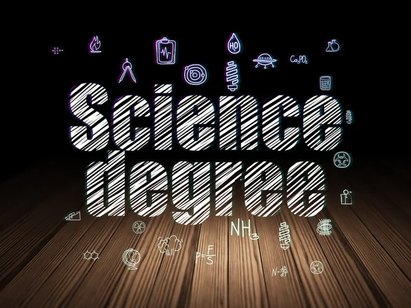Научная концепция: Научная степень в гранж-темной комнате — стоковое фото