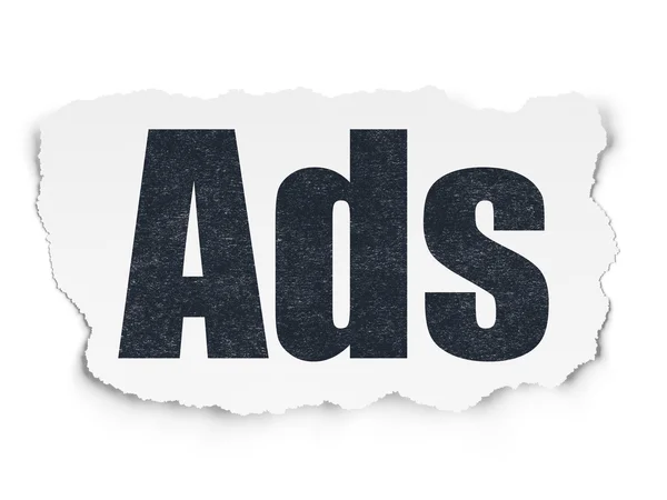 Werbekonzept: Anzeigen auf zerrissenem Papierhintergrund — Stockfoto