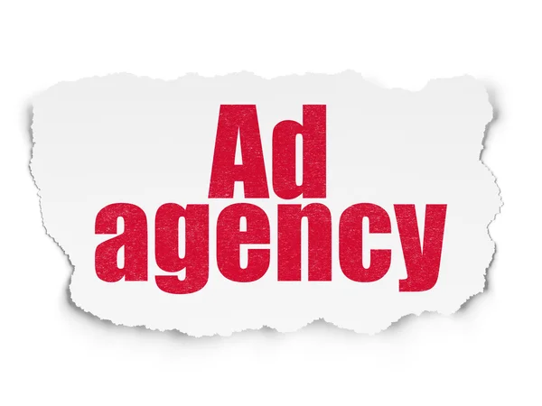 Маркетинговая концепция: Рекламное агентство на фоне порванной бумаги — стоковое фото