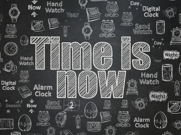 Concepto de línea de tiempo: El tiempo está ahora en el fondo de la junta escolar — Foto de Stock