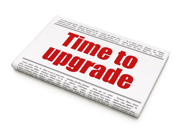 Pojem o čase: novinový titulek čas na Upgrade — Stock fotografie