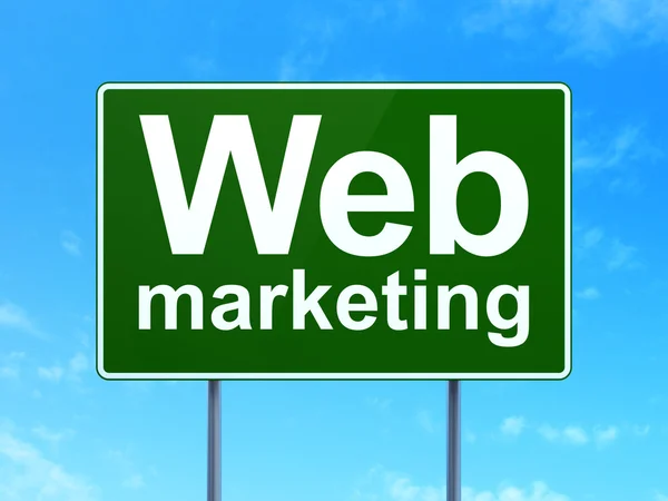 Concetto di Web design: Web Marketing su sfondo cartello stradale — Foto Stock