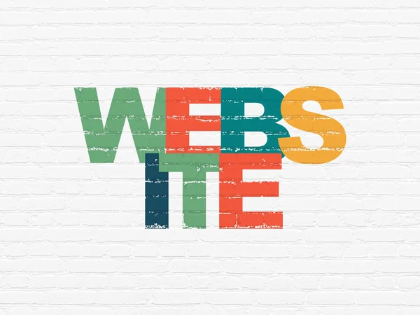 Concetto di Web design: sito web sullo sfondo della parete — Foto Stock