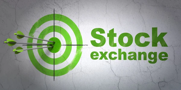 Business concept: target and Stock Exchange on wall background — Stock Photo, Image