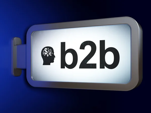 Finance concept: B2b and Head With Finance Symbol on billboard background — Stock Photo, Image