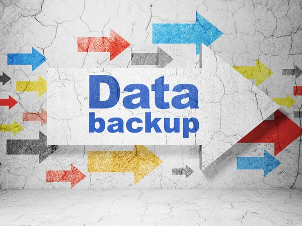 Data concept: pijl met data back-up op grunge muur achtergrond — Stockfoto